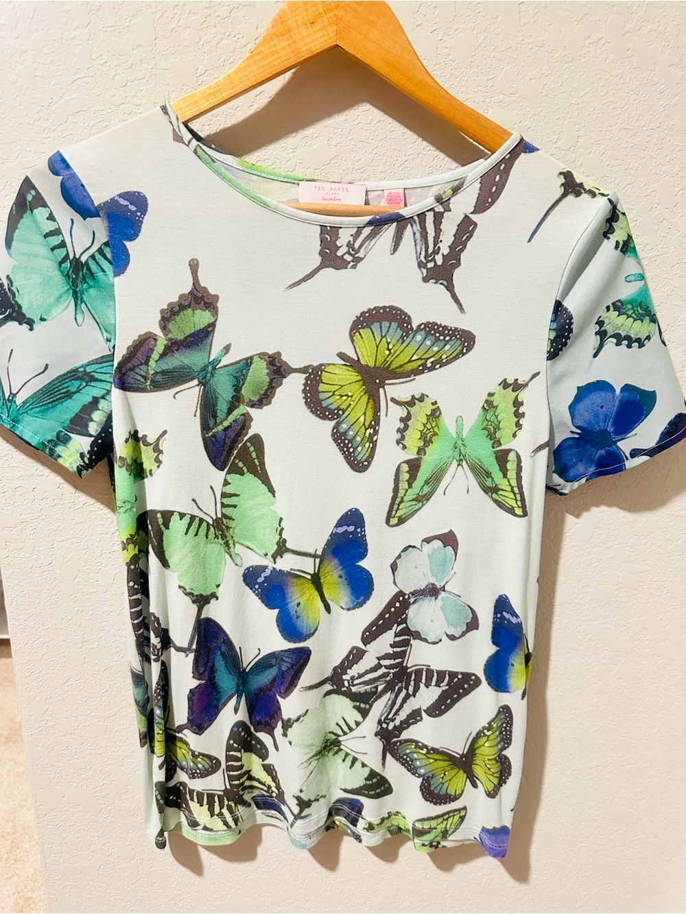 Ted Baker Butterfly Print Short Sleeve Top - Multicolor